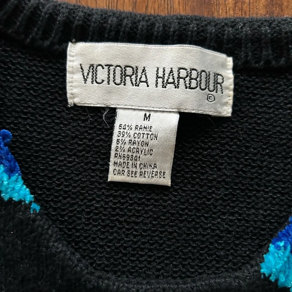 Victoria Harbor vintage aquatic, marine fish design, short sleeve sweater size M - Picture 5 of 11